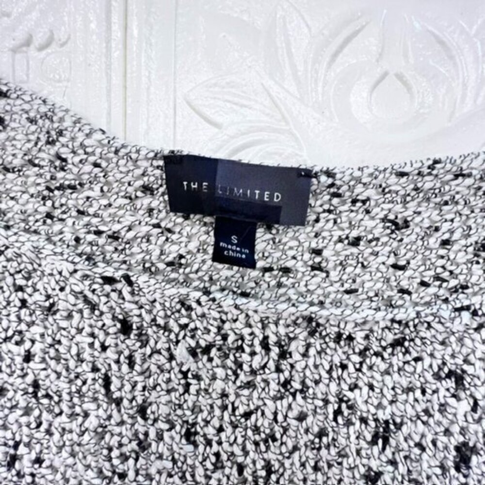 🛍️2 for $25 Sale🛍️ The Limited Open Knit Lightweight Sweater Small Black White - Picture 5 of 10